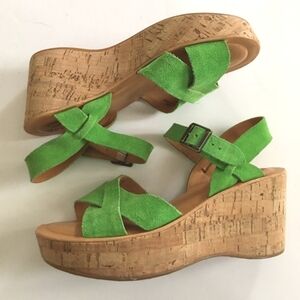 Kork-Ease Green Suede Cork Wedges